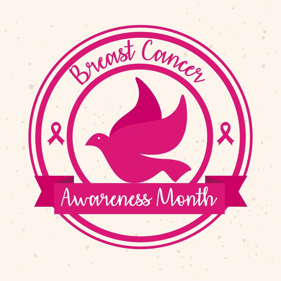 banner do mês mundial de conscientização do câncer de mama com pomba vetor