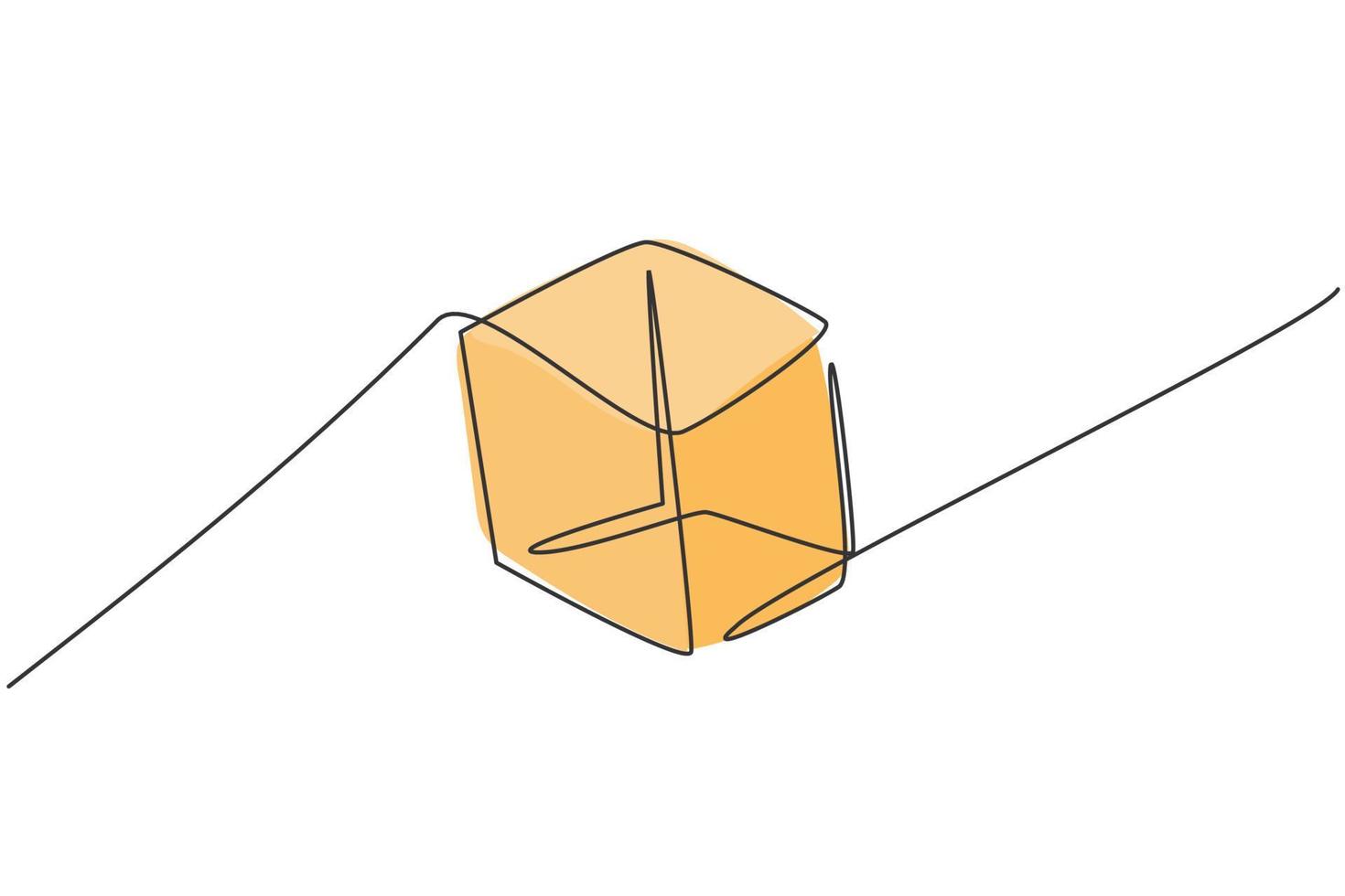 desenho de uma linha única da forma de geometria do cubo. de volta à escola minimalista, conceito de educação. linha simples contínua desenhar estilo design gráfico ilustração vetorial vetor