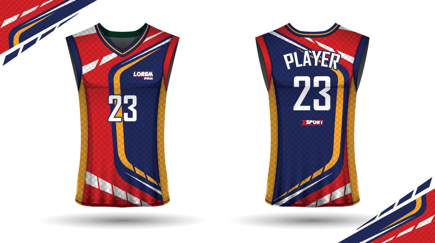 design de camisa de basquete, frente e verso vetor