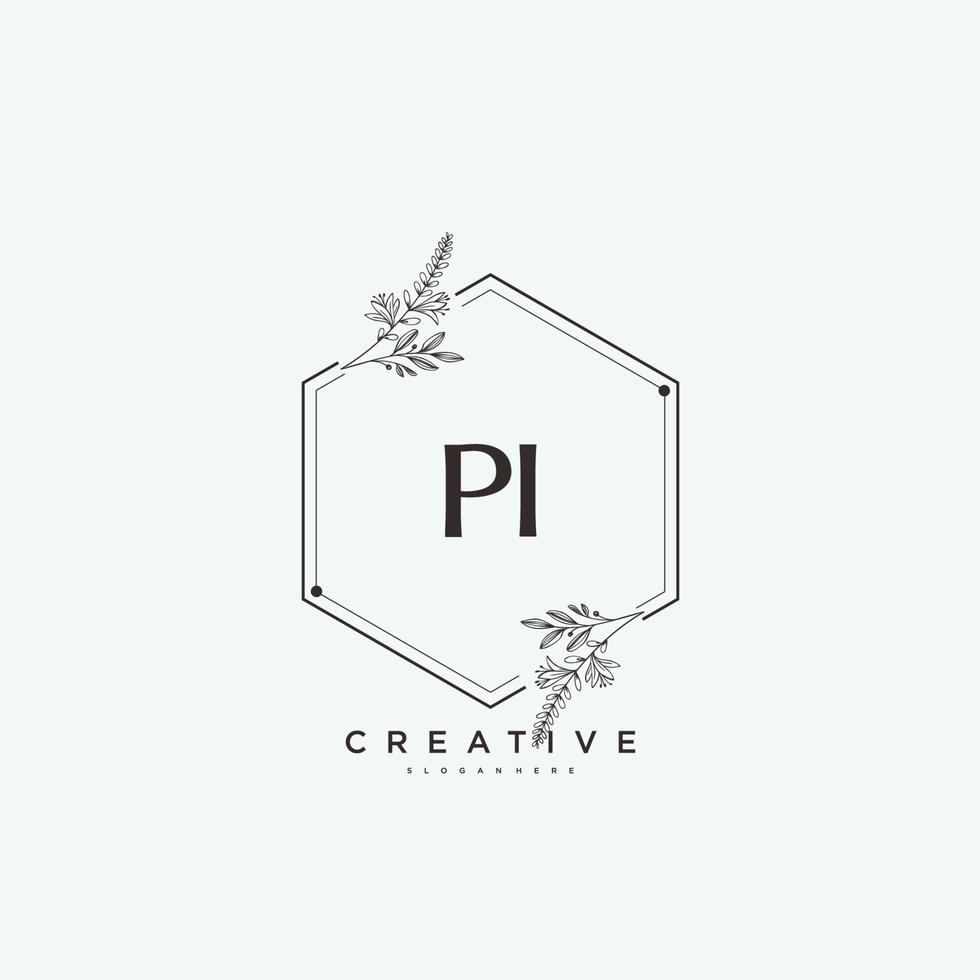 pi beleza vetor inicial logotipo arte, caligrafia logotipo do inicial assinatura, casamento, moda, joalheria, butique, floral e botânico com criativo modelo para qualquer companhia ou negócios.