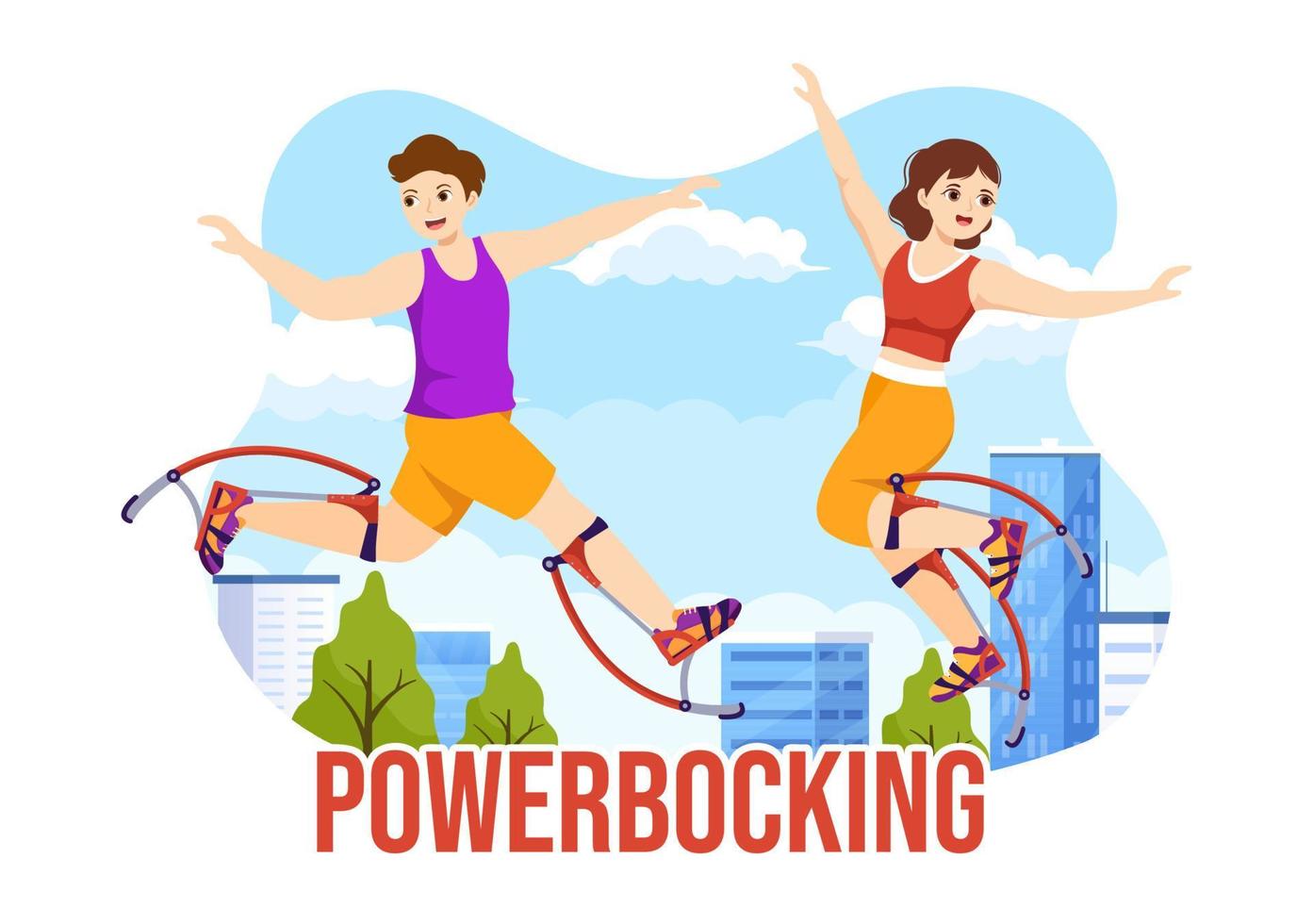 powerbocking esporte ilustração com pulando chuteiras para rede bandeira ou aterrissagem página dentro extremo Esportes plano desenho animado mão desenhado modelos vetor