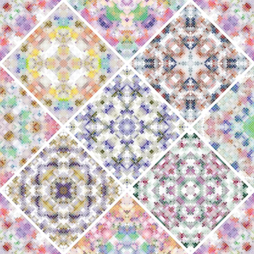 abstrato padrões dentro a mosaico definir. quadrado restos dentro oriental estilo. vetor ilustração. ideal para impressão em tecido ou papel.