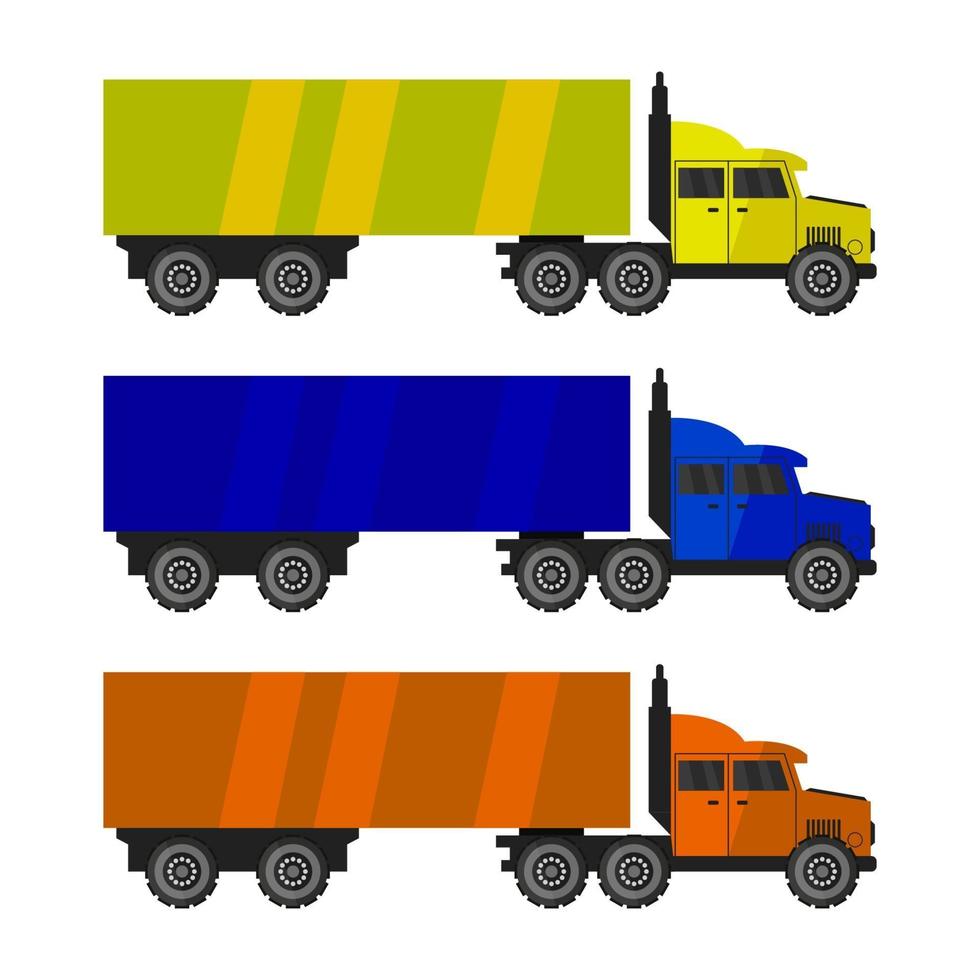 conjunto de caminhões em fundo branco vetor
