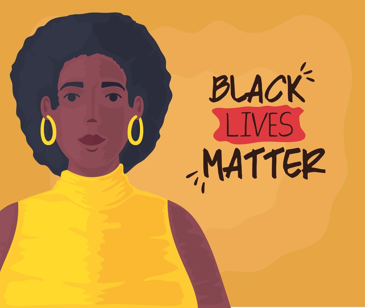 vida negra importa banner com mulher bonita, pare o conceito de racismo vetor