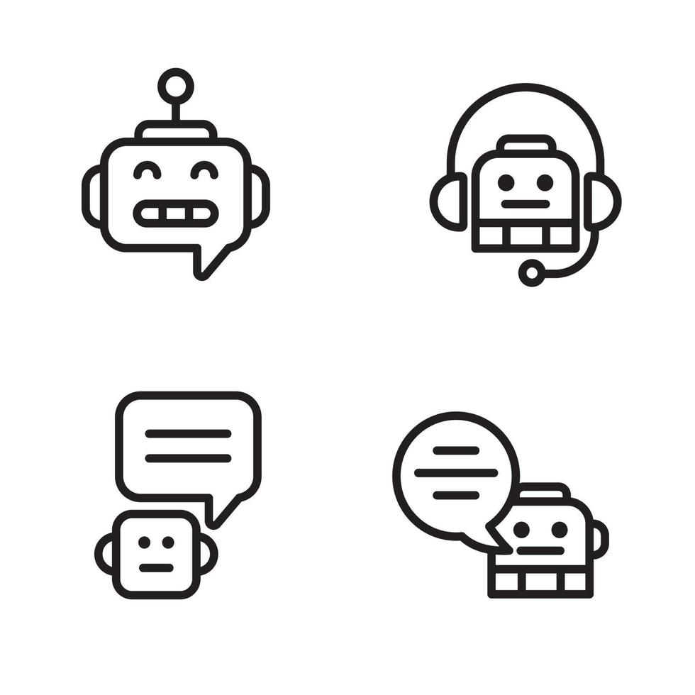 conjunto do bate-papo robô ícones dentro linear estilo isolado em branco fundo vetor