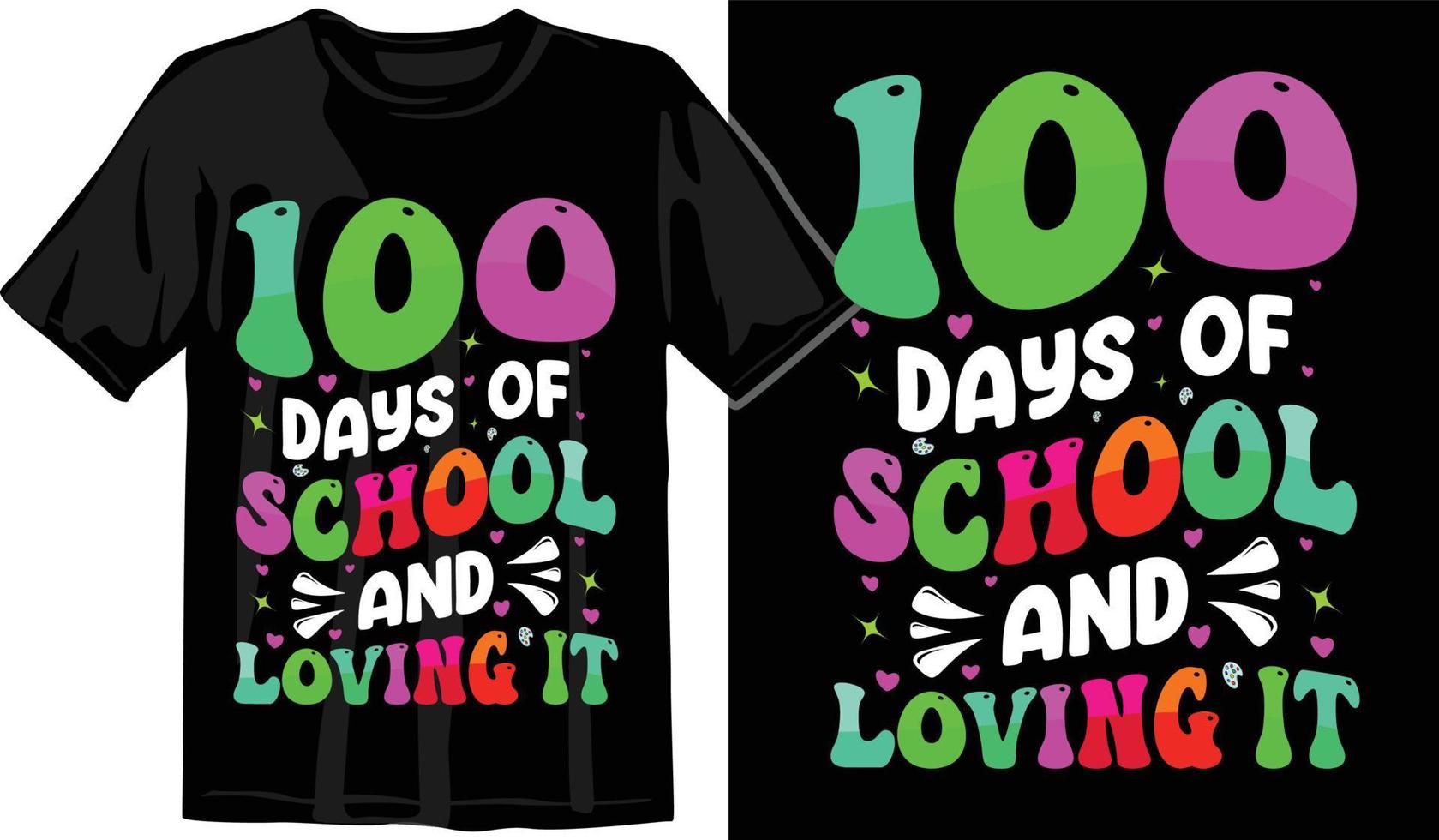 100º dias de escola, design de camiseta de cem dias, camiseta de comemoração de 100 dias vetor