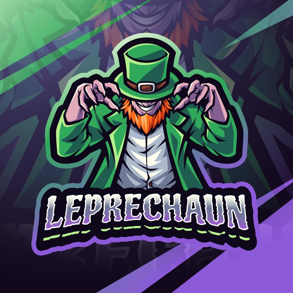 design do logotipo do mascote esport leprechaun vetor