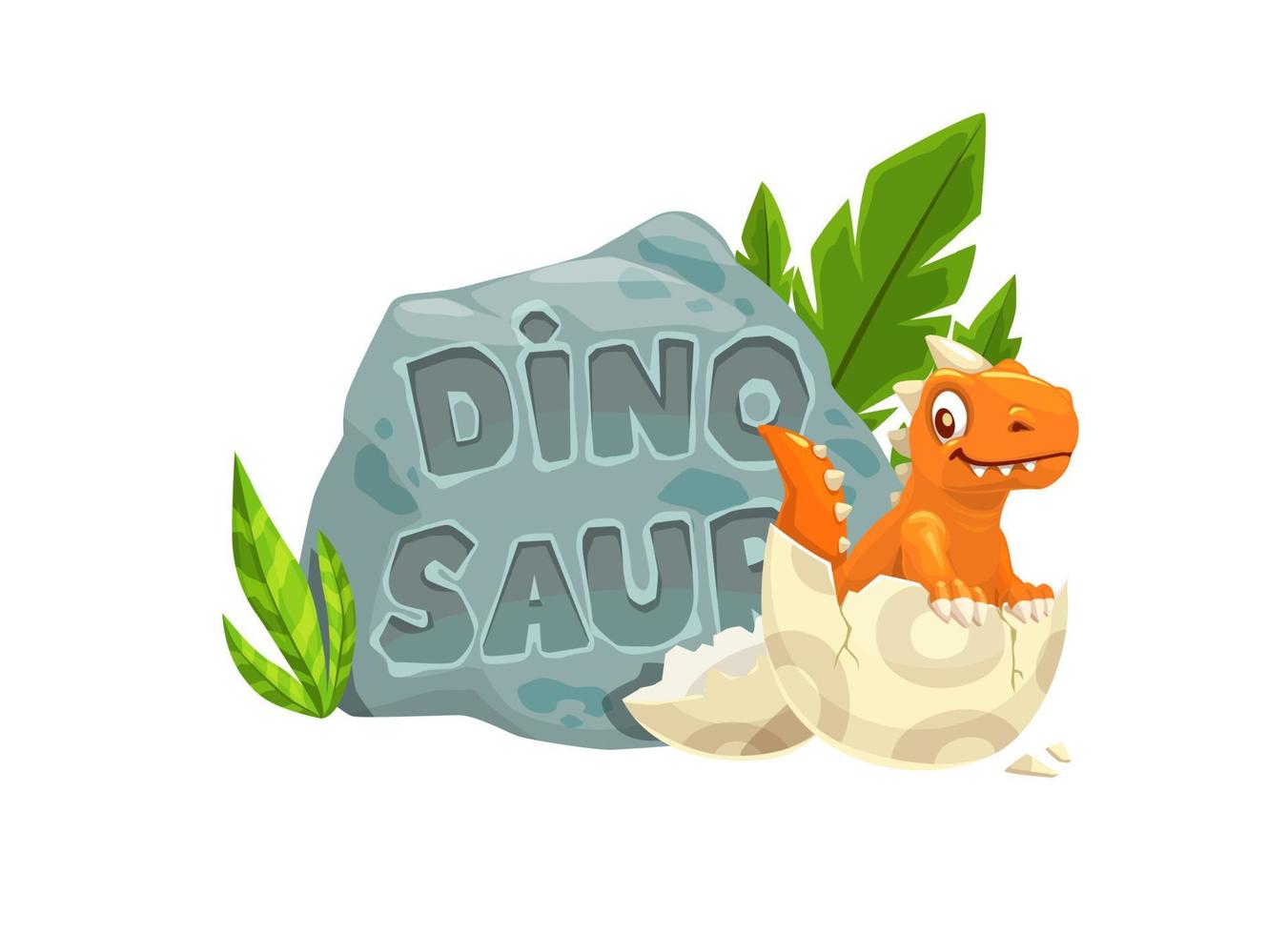 personagem de dinossauro engraçado dos desenhos animados e ovo de dino vetor