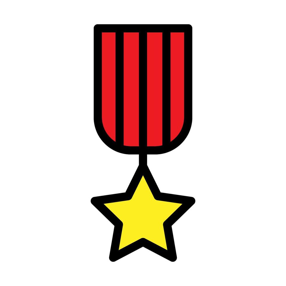 medalha com linha de ícone de estrela isolada no fundo branco. ícone liso preto fino no estilo de contorno moderno. símbolo linear e traço editável. ilustração vetorial de traço perfeito simples e pixel vetor