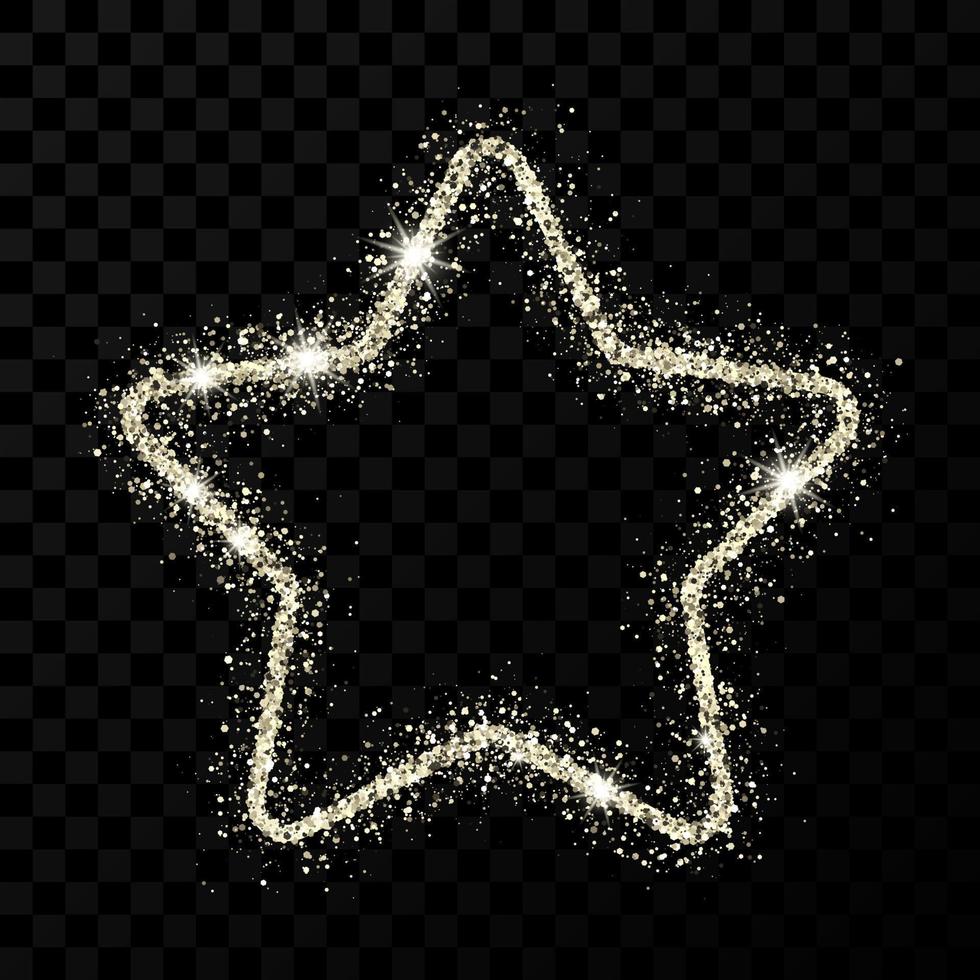 estrela de glitter prateado com brilhos brilhantes em fundo transparente escuro. ilustração vetorial vetor