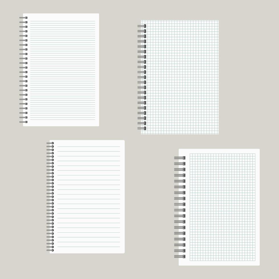 conjunto do quatro bloco de anotações com uma obrigatório a partir de esquerda lado. vetor ilustração