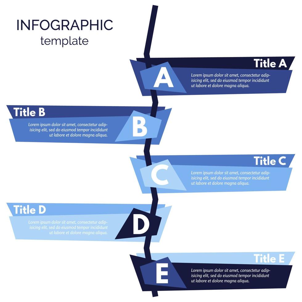 elementos de design infográfico de cinco etapas. modelo de design infográfico passo a passo. ilustração vetorial vetor