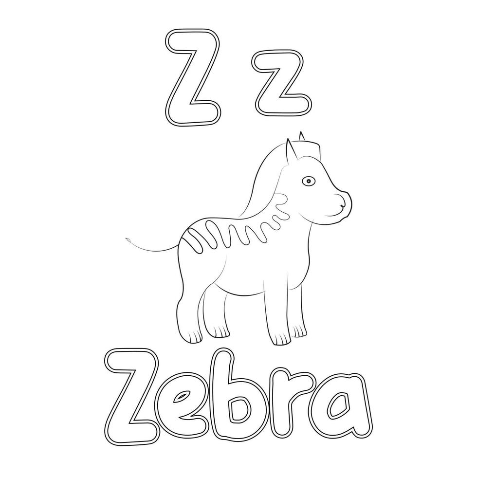 alfabeto carta uma para z desenhando para coloração página para crianças vetor