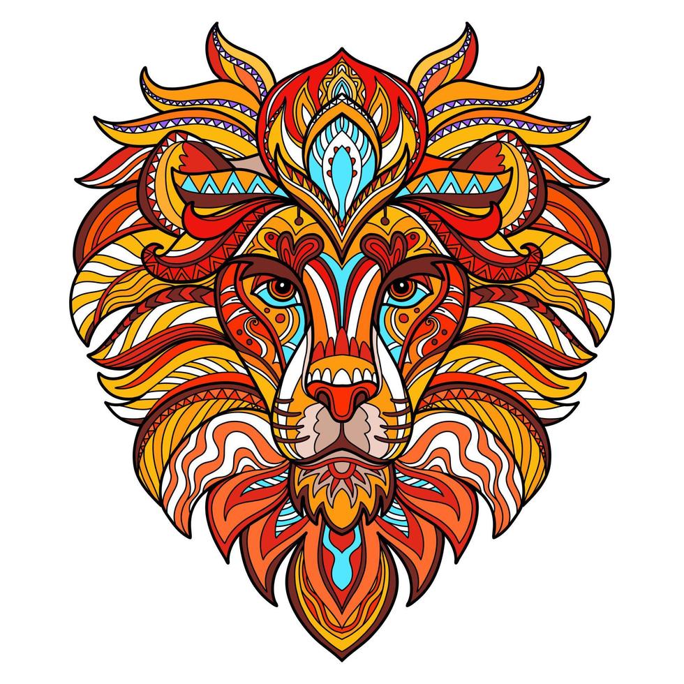 enredar abstrato leão cabeça vetor colorida isolado ilustração