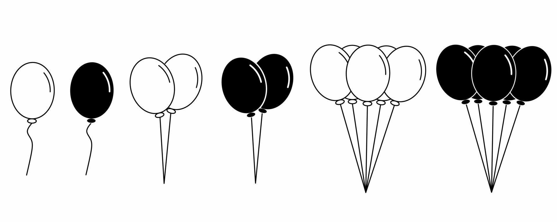 esboço silhueta balão ícone conjunto isolado em branco fundo vetor