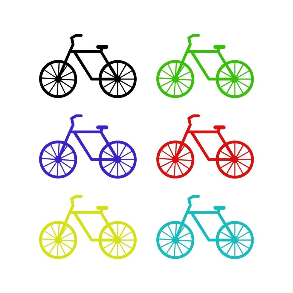 bicicleta definida em fundo branco vetor