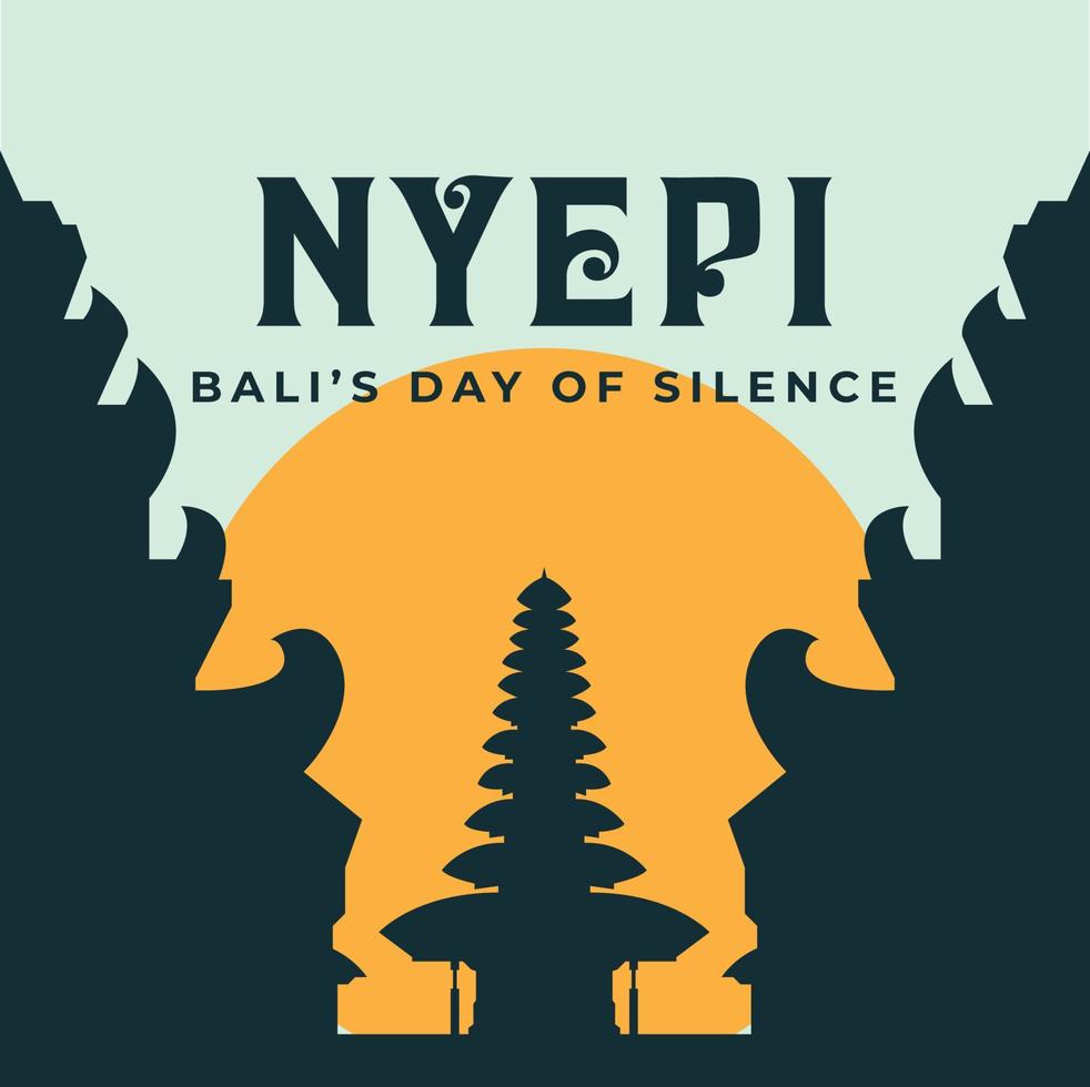 feliz Nyepi dia hindu religião feliz de bali dia do silêncio têmpora Projeto para fundo modelo vetor ilustração