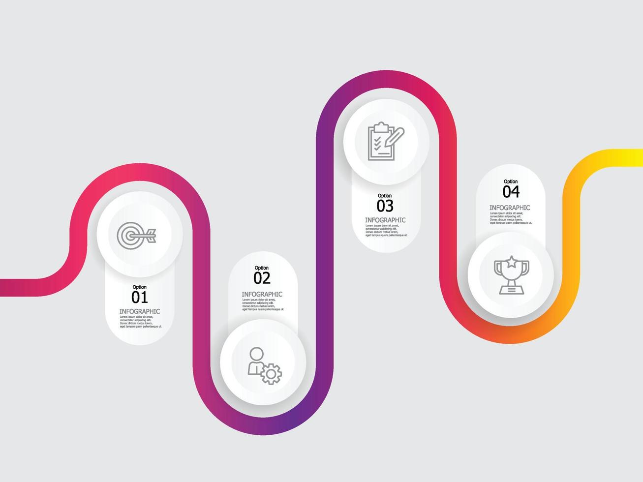 horizontal Linha do tempo infográfico elemento relatório fundo com o negócio ícone 4 passos vetor ilustração