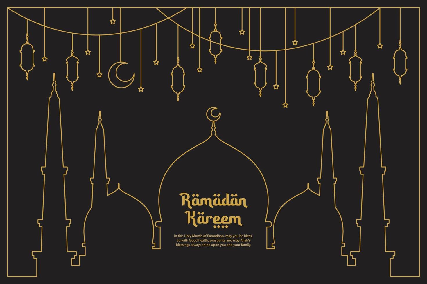 Ramadã kareem, vetor celebração do piedosos mês do Ramadã linha arte estilo com suspensão lanterna para bandeira, esfolador poster e cumprimento cartão