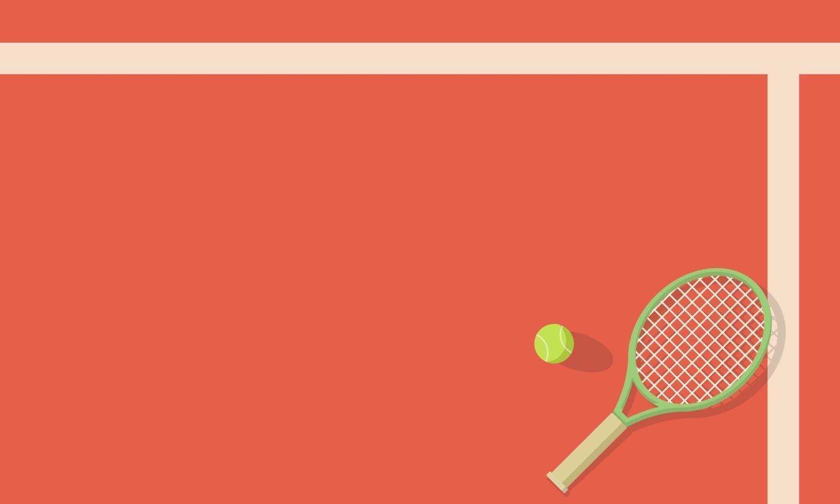 raquete de tênis e bola na quadra vetor