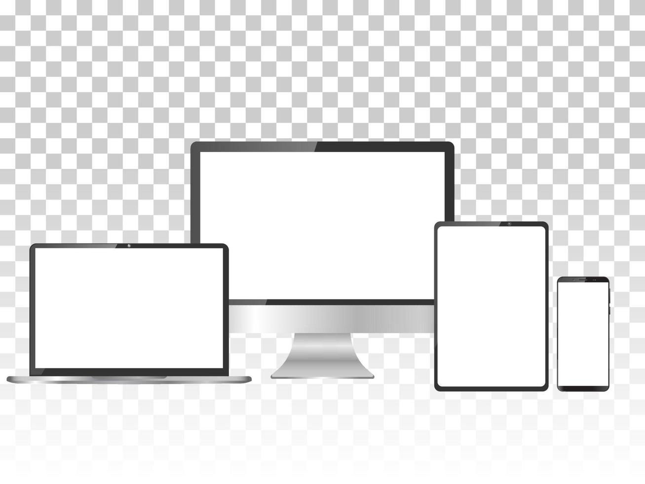 conjunto realista de monitor, laptop, tablet e smartphone vetor