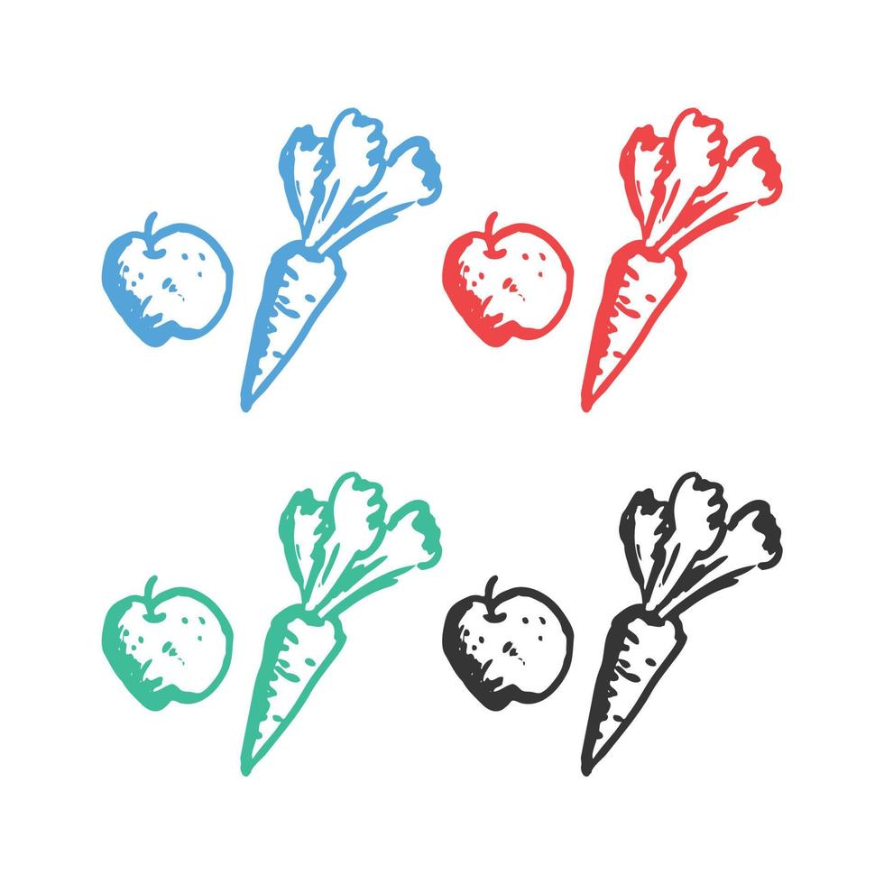 legumes e frutas ícone, frutas e vegetais, orgânico frutas e legumes logotipo vetor ícones dentro múltiplo cores