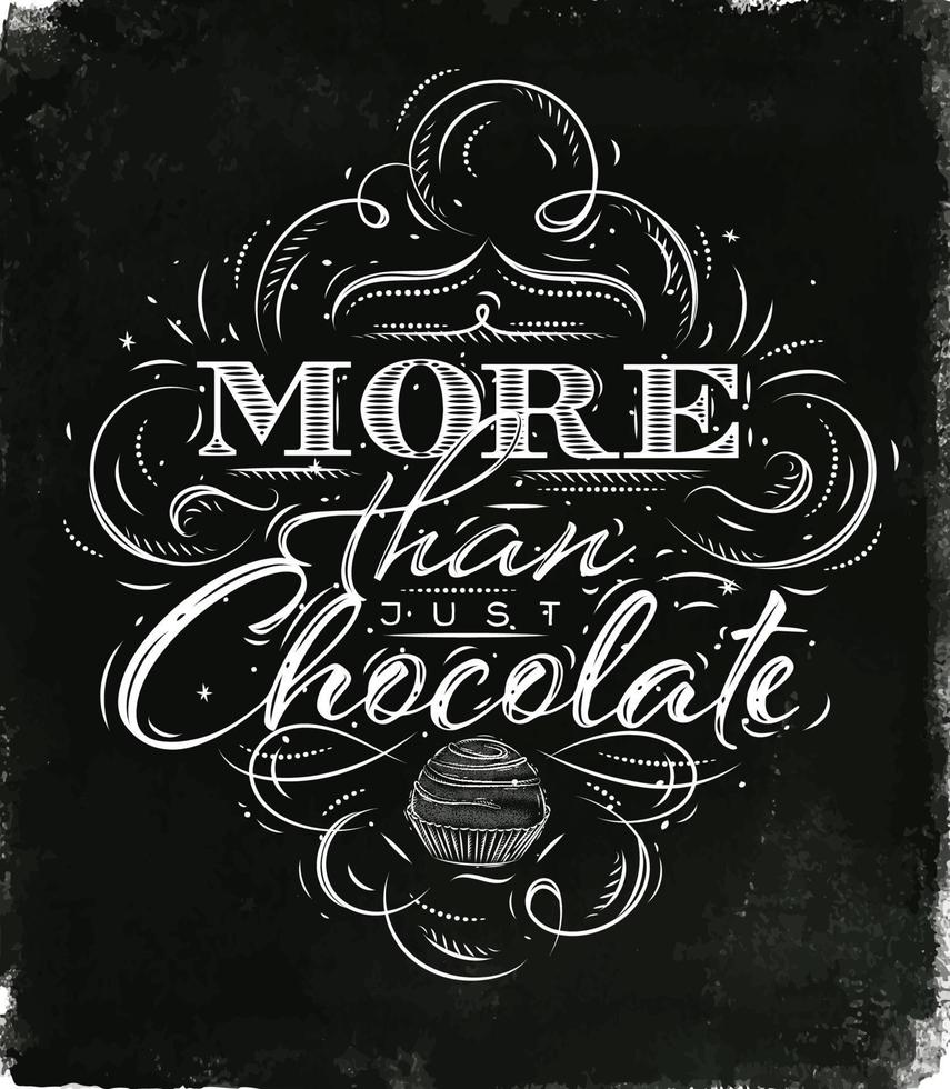 poster chocolate dentro vintage estilo letras Mais que somente chocolate desenhando Preto aguarela fundo vetor