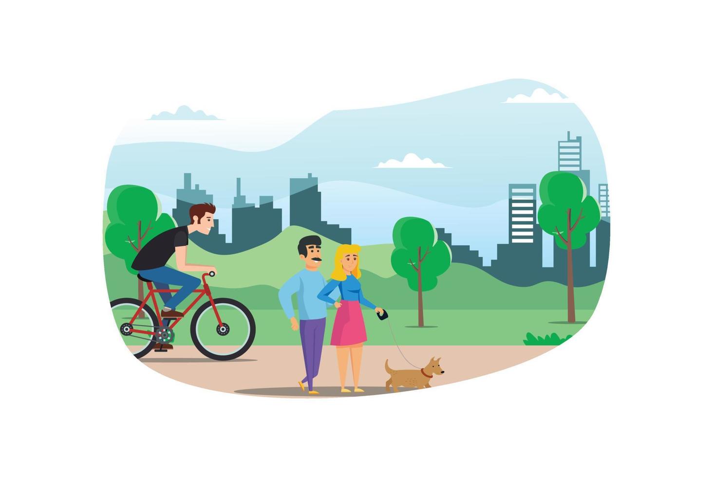 jovem pessoas passeios uma Esportes bicicleta em uma parque estrada, vetor ilustração adequado para diagramas, infográficos, jogos ativo, e de outros gráfico de ativos