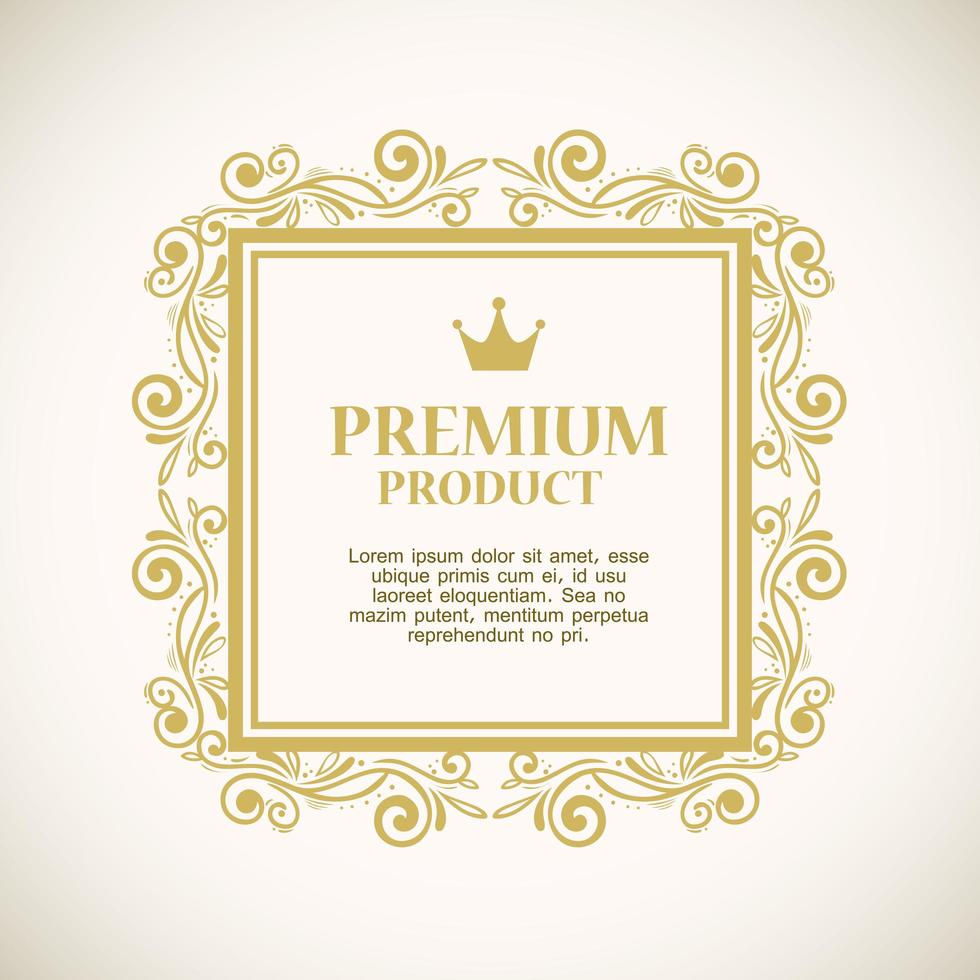 etiqueta de produto premium em decoração com moldura dourada vetor