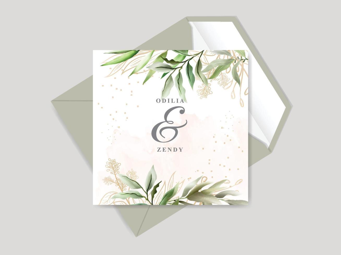 cartão de convite de casamento desenhado à mão floral lindo vetor