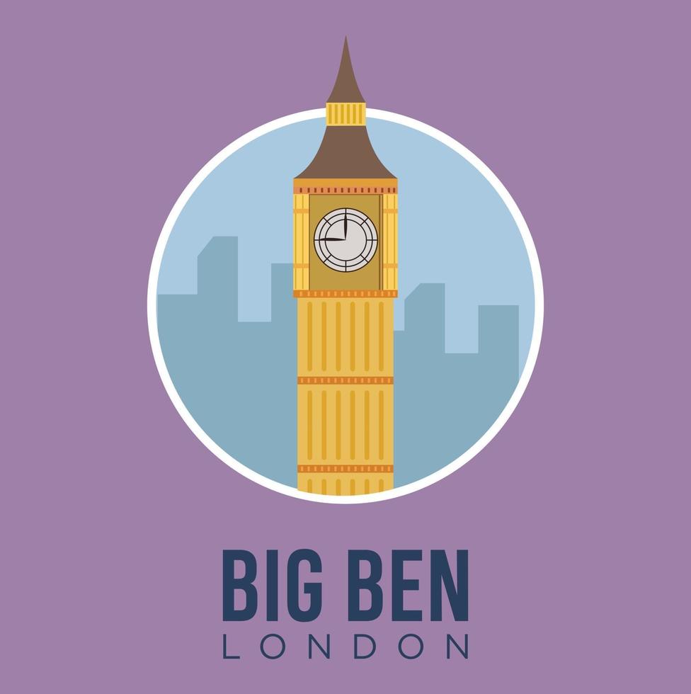 apartamento moderno big ben londres marco ilustração vetorial. viagens e atrações da inglaterra, marcos e turismo vetor