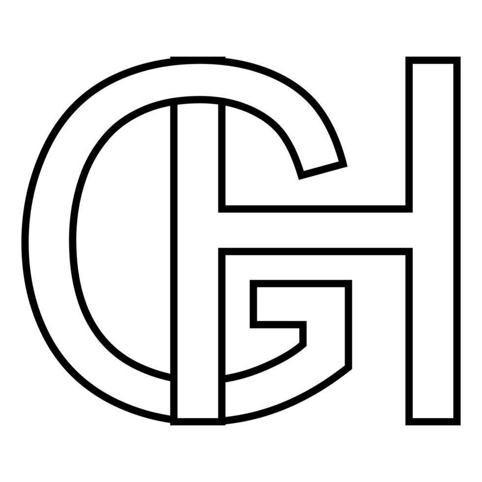 logotipo placa gh hg ícone nft entrelaçado cartas g h vetor
