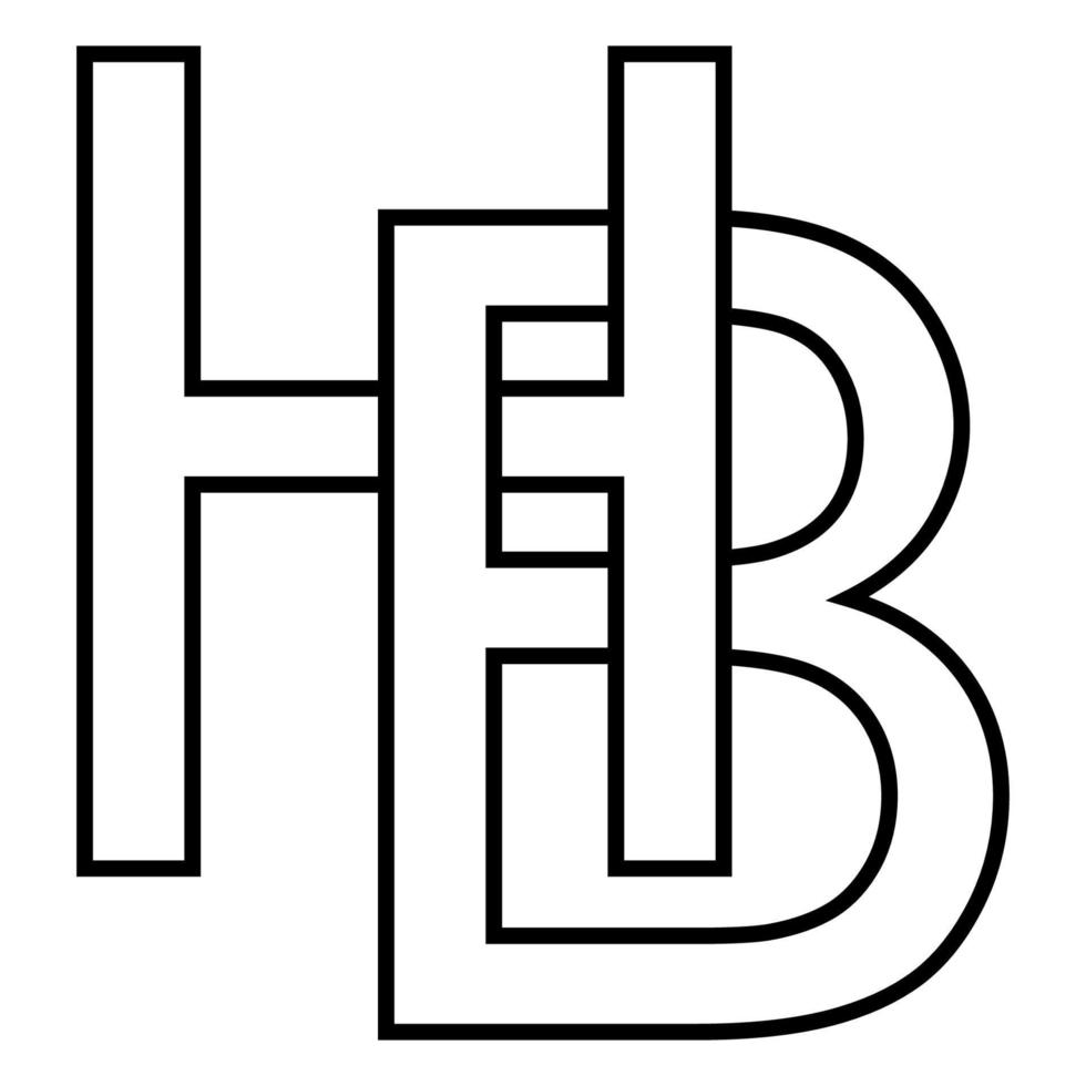 logotipo placa hb bh ícone nft entrelaçado cartas b h vetor