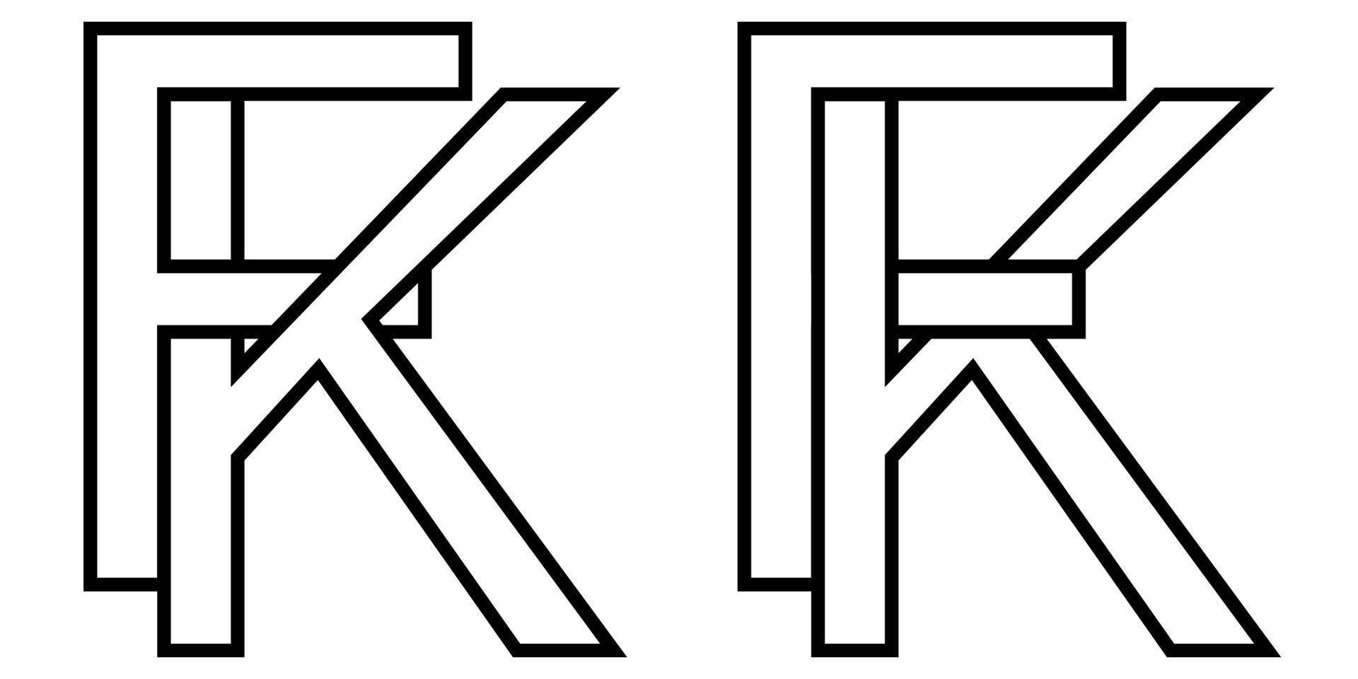 logotipo placa fk, kf ícone placa entrelaçado cartas k, f vetor logotipo kf, fk primeiro capital cartas padronizar alfabeto k f