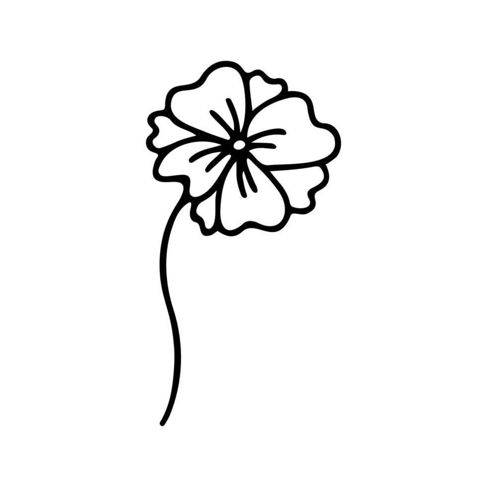 mão desenhado ervas, floral clipart. 1 linha rabisco vetor