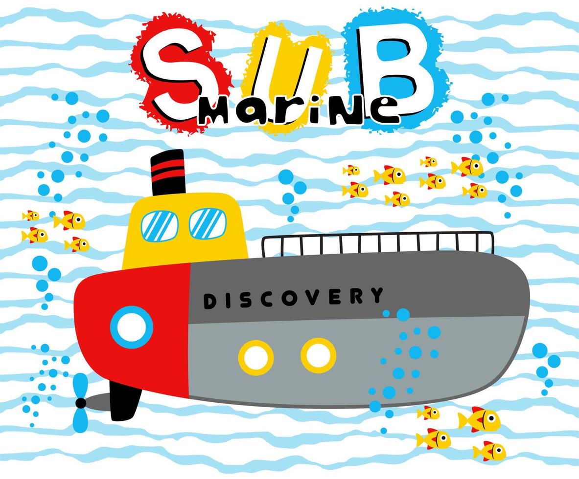 submarino peixes submarino, vetor desenho animado ilustração