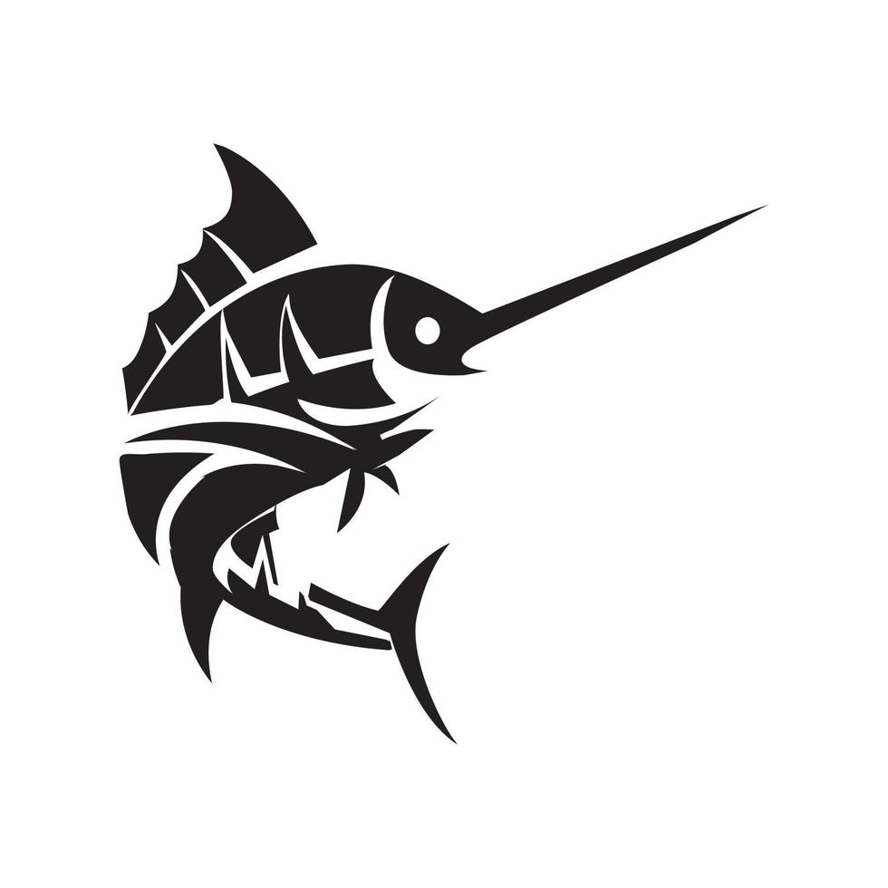 marlin peixe Preto vetor ilustração