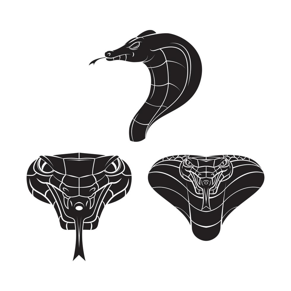 cobra cabeças conjunto coleção tatuagem ilustração vetor