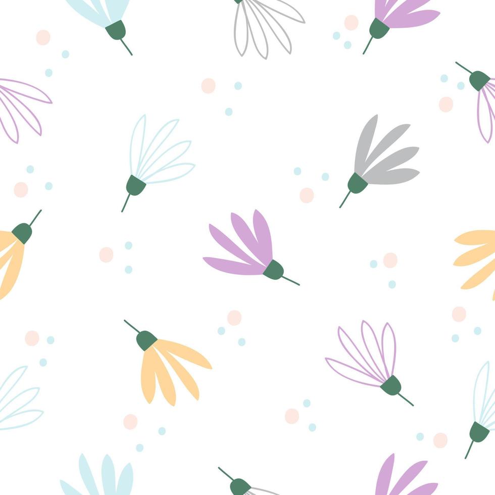 padrão floral pastel desenhado à mão sem costura ilustração vetorial de fundo para moda, tecido, papel de parede e design de impressão vetor