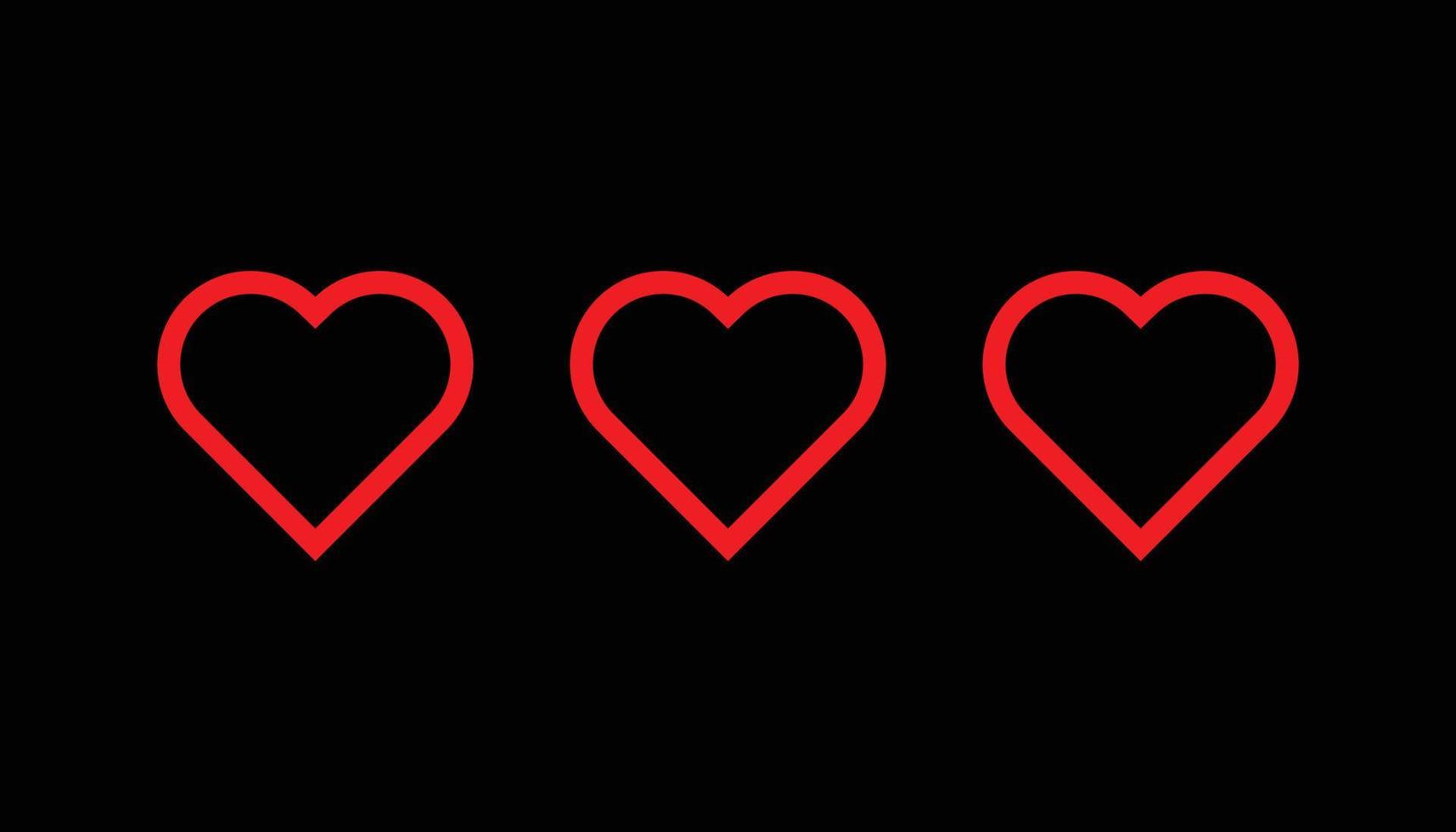 coração linear ícone. corações vetor coleção. vermelho amor símbolo.