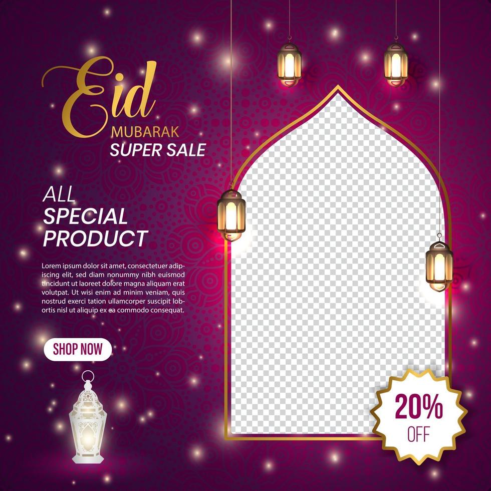 design de banner de anúncios em mídia social de venda eid mubarak vetor