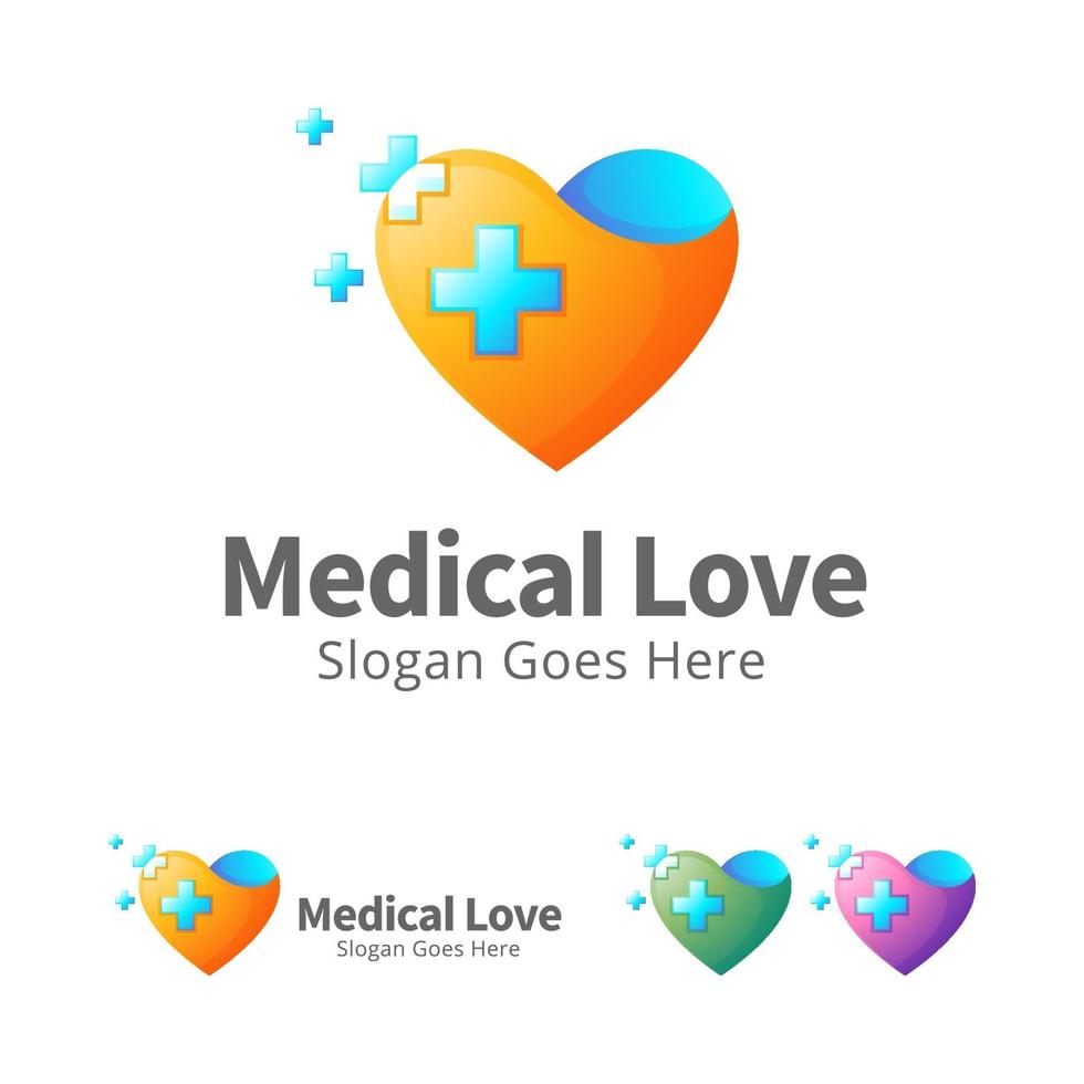 modelo de design de logotipo de amor médico vetor