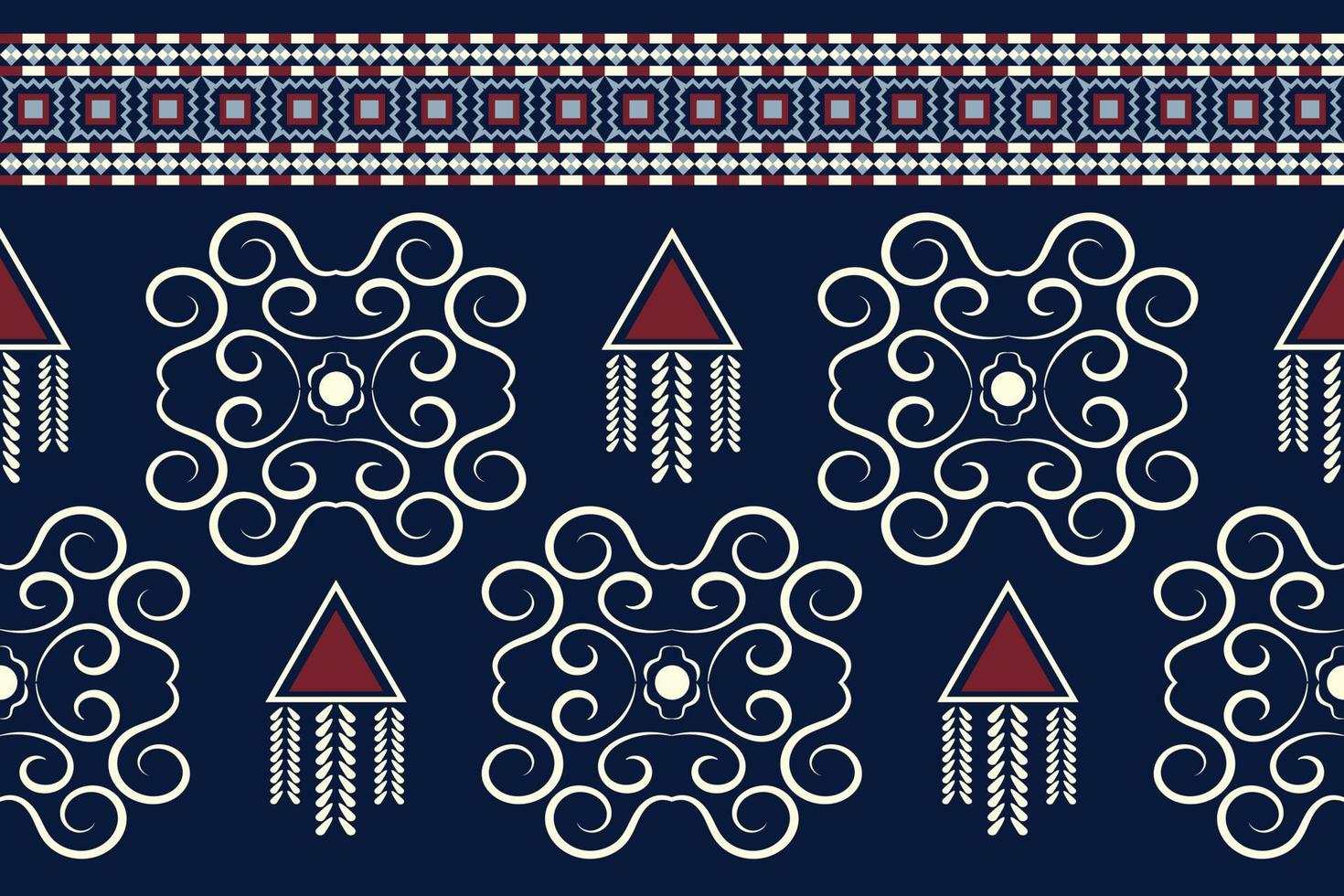 estilo geométrico padrão de tecido étnico. sarong asteca étnico padrão oriental fundo azul marinho escuro tradicional. resumo,vetor,ilustração. use para textura, roupas, embrulhos, decoração, carpete. vetor