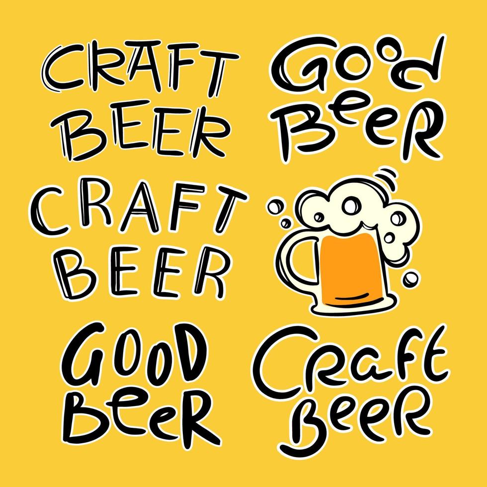 Cerveja relacionado letras construir produtos vetor ilustração conjunto