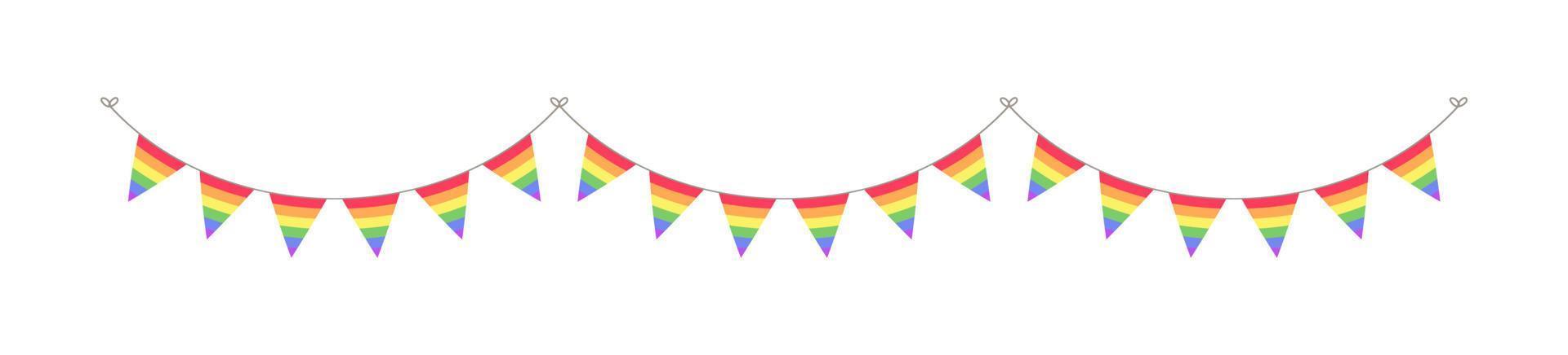 arco Iris bandeira galhardete festão. orgulho mês estamenha divisor simples vetor ilustração clipart