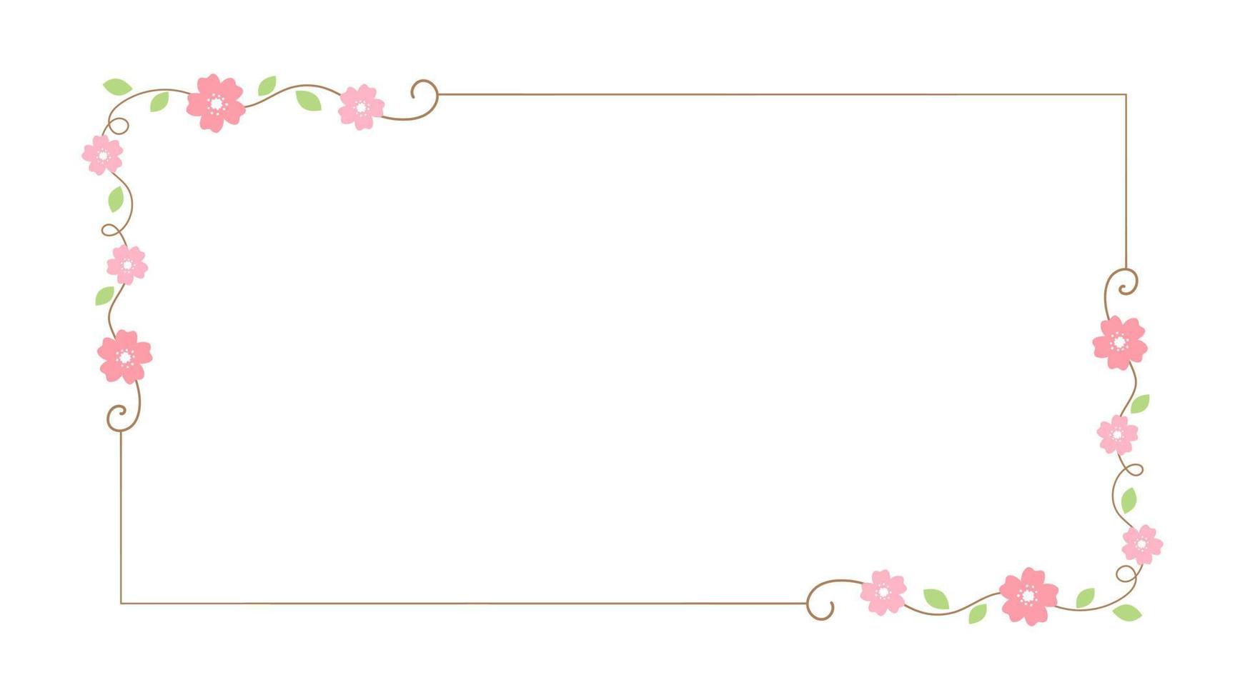 fofa botânico retangular quadro. mão desenhado linha fronteira, folhas e flores, Casamento convite e cartões, logotipo Projeto e cartazes modelo. elegante mínimo estilo floral vetor isolado