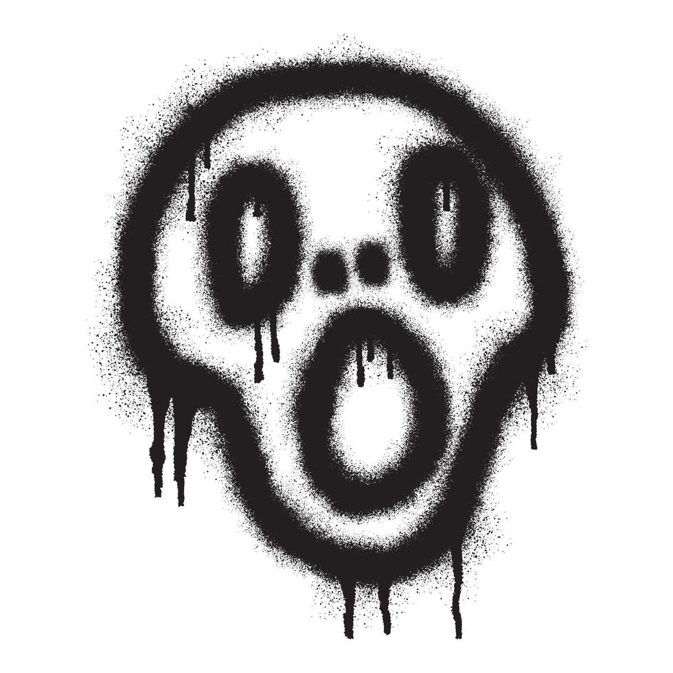 assustador emoticon grafite com Preto spray pintar. vectorr ilustração vetor