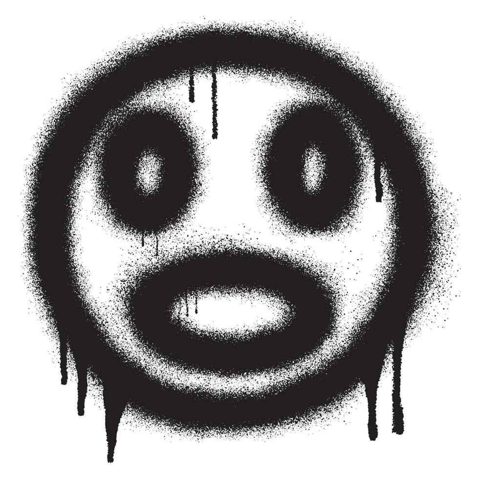 assustador emoticon grafite com Preto spray pintar. vetor
