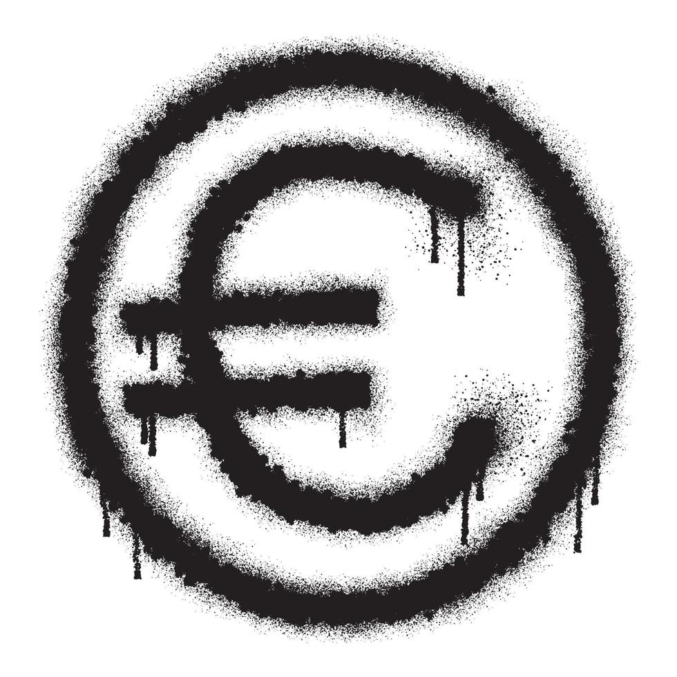 euro moeda símbolo ícone com Preto spray pintura vetor