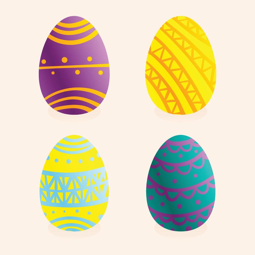 colori Páscoa ovos, orelhas e patas do coelhos em uma branco fundo. Páscoa ovo caçar e feliz Páscoa vetor